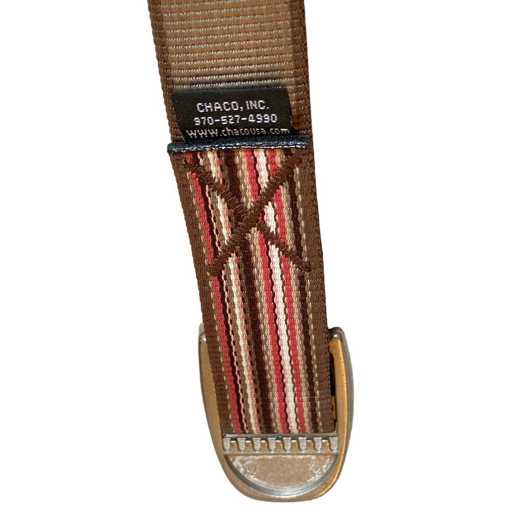 Chaco Unisex Canvas Nylon Webbing Belt Sz L Adjustable Brown Multi Stripe - Picture 7 of 7